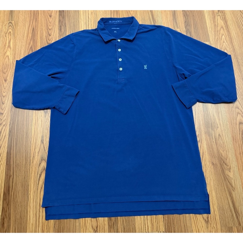 B Draddy Polo Shirt Mens Extra Large Long Sleeve Pima Golf Blue Peru